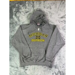 Vintage University of Michigan‎ Wolverines Hoodie Gray Varsity Athletic NCAA L